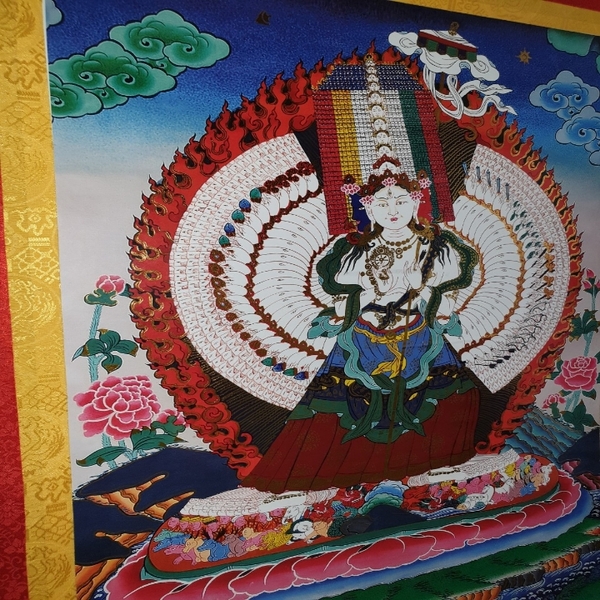 Tranh Thangka Phật Bạch Tản Cái_120x80cm